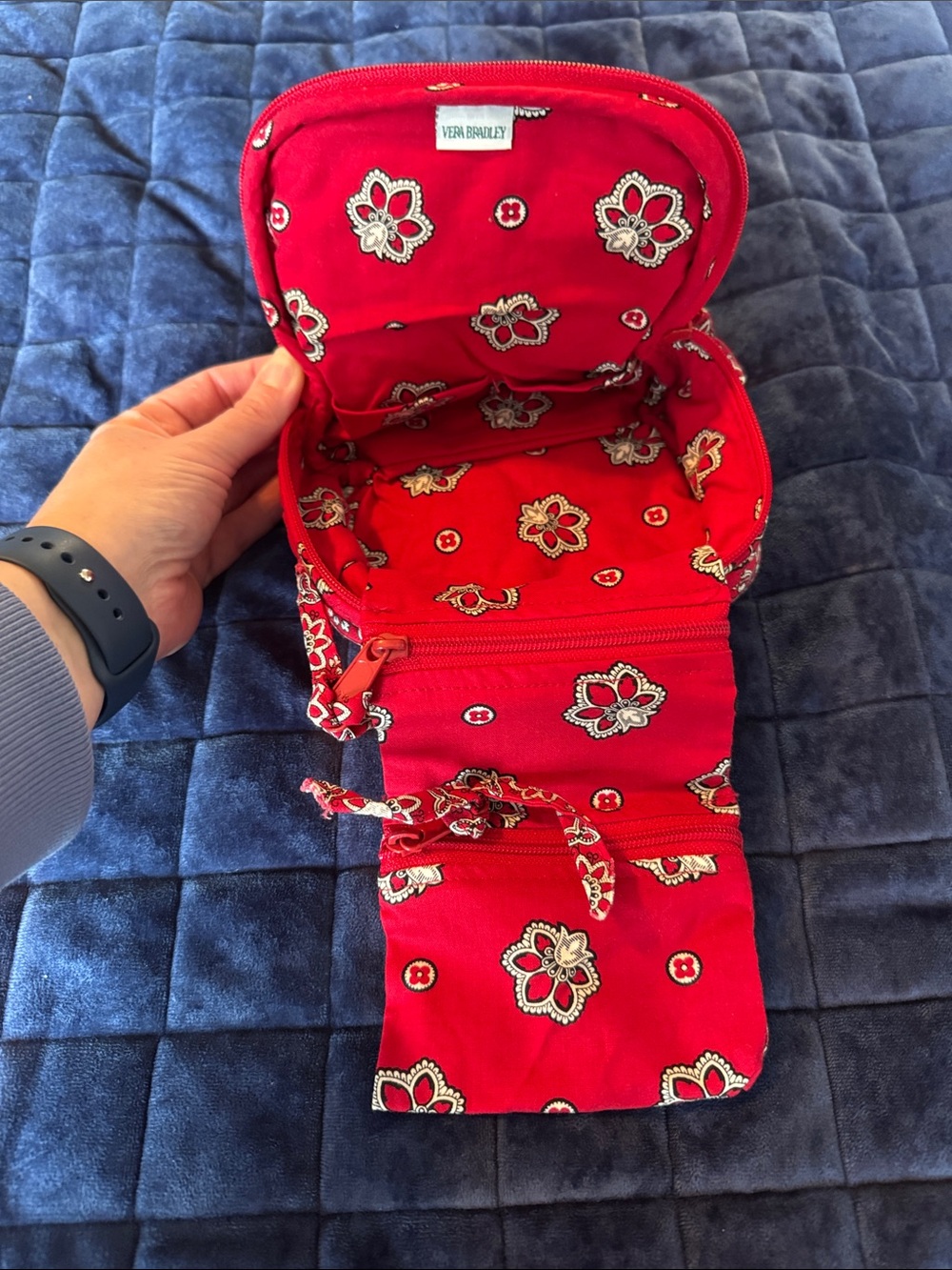 Vera Bradley Red Quilted Floral Travel Jewelry Case